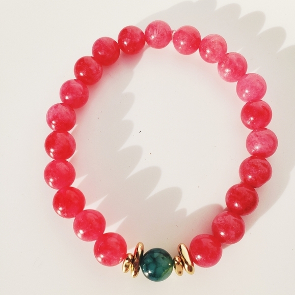 NWT RUBY PINK BRACELETS HEALING CRYSTALS GIFT FOR HER WIFE GIRLFRIEND - Picture 1 of 3